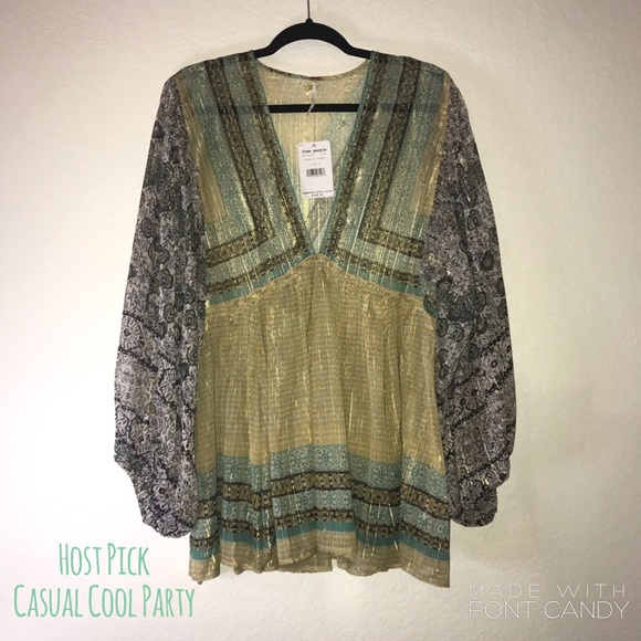 Free People Tops - Free People Blouse Tobacco Flower Sz L BNWT